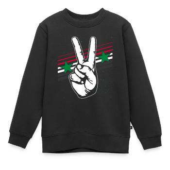 Drapeau de la Syrie signe de la paix signe de la paix - Sweat Premium enfant bio - noir - Devant - AI Model Kid Female (0cm)