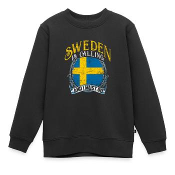 Schweden - Kinder Premium Organic Sweatshirt - Schwarz - Vorne - AI Model Kid Female (0cm)
