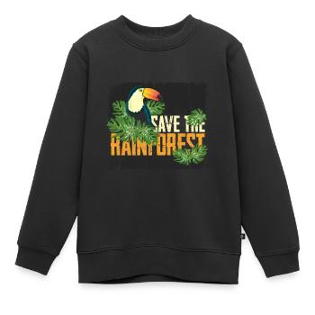 Save the rainforest - Kids Premium Organic Sweatshirt - black - Front - AI Model Kid Female (0cm)