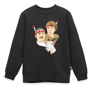 Erdogan Merkel Chèvre Satire Homme politique indien - Sweat Premium enfant bio - noir - Devant - AI Model Kid Female (0cm)