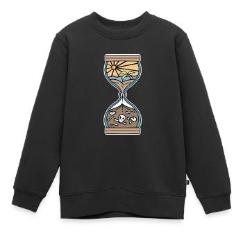 Temps de vie sens heure sablier ciel enfer tatouage - Sweat Premium enfant bio - noir - Devant - AI Model Kid Female (0cm)