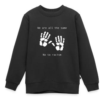 Contre la loi, les nazis, le racisme. Pour la démocratie - Sweat Premium enfant bio - noir - Devant - AI Model Kid Female (0cm)