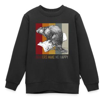 Biber machen mich glücklich Geschenk Idee Biber - Kinder Premium Organic Sweatshirt - Schwarz - Vorne - AI Model Kid Female (0cm)