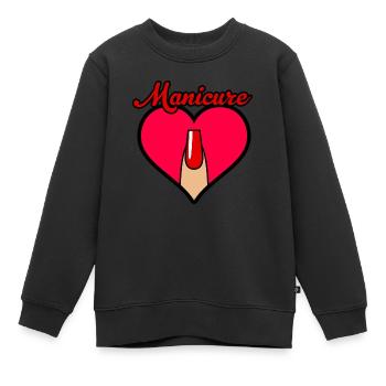 Manucure Ongles Ongles Coeur Amour - Sweat Premium enfant bio - noir - Devant - AI Model Kid Female (0cm)
