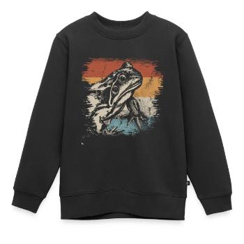 Frosch - Kinder Premium Organic Sweatshirt - Schwarz - Vorne - AI Model Kid Female (0cm)