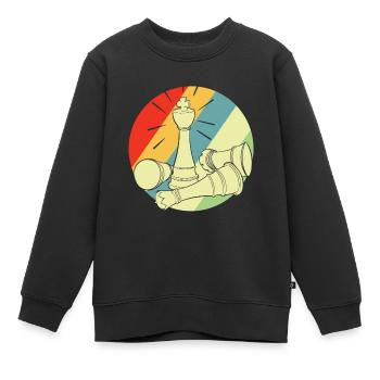 Jeu d’échecs rétro jeu d’échecs - Sweat Premium enfant bio - noir - Devant - AI Model Kid Female (0cm)