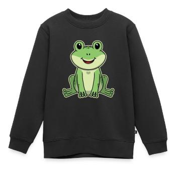 Doux animal bébé grenouille grenouille - Sweat Premium enfant bio - noir - Devant - AI Model Kid Female (0cm)