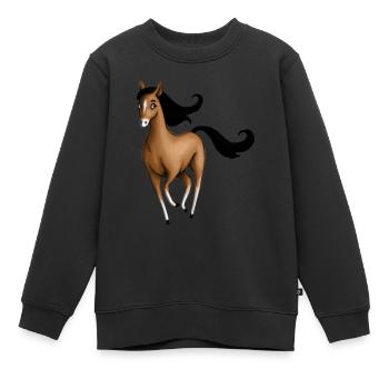 Braunes Pferd - Kinder Premium Organic Sweatshirt - Schwarz - Vorne - AI Model Kid Female (0cm)