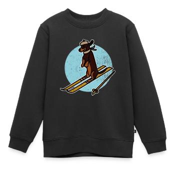 Ski Snow Winter Dog House Animal Pet Gift - Kids Premium Organic Sweatshirt - black - Front - AI Model Kid Female (0cm)