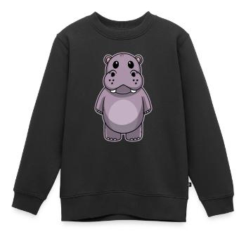 Doux animal bébé hippopotame - Sweat Premium enfant bio - noir - Devant - AI Model Kid Female (0cm)
