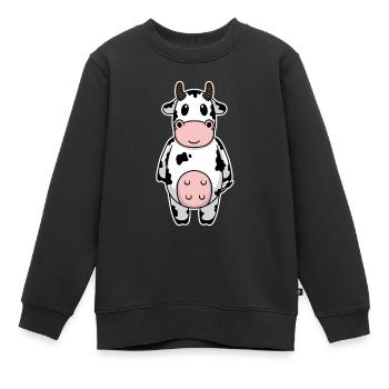 Vaches vache bébé animal mignon - Sweat Premium enfant bio - noir - Devant - AI Model Kid Female (0cm)
