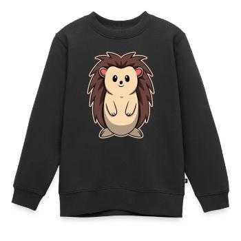 Doux animal bébé hérisson - Sweat Premium enfant bio - noir - Devant - AI Model Kid Female (0cm)