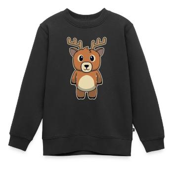 Mignon, animal, bébé, cerf, renne, cerf - Sweat Premium enfant bio - noir - Devant - AI Model Kid Female (0cm)