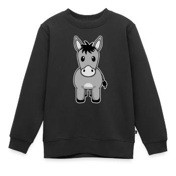 Mule mulet mignon bébé âne animal - Sweat Premium enfant bio - noir - Devant - AI Model Kid Female (0cm)