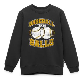 Baseball Baseball Baseball Batter - Sweat Premium enfant bio - noir - Devant - AI Model Kid Female (0cm)