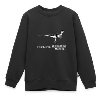 Velociraptor Wortspiel Geschwindigkeit Geschenk - Kinder Premium Organic Sweatshirt - Schwarz - Vorne - AI Model Kid Female (0cm)