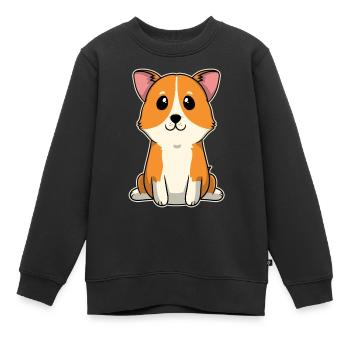 Süßes Tier Baby Hunde Welpe Corgi - Kinder Premium Organic Sweatshirt - Schwarz - Vorne - AI Model Kid Female (0cm)
