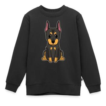 Süßes Tier Baby Hunde Welpe Dobermann Pinscher - Kinder Premium Organic Sweatshirt - Schwarz - Vorne - AI Model Kid Female (0cm)