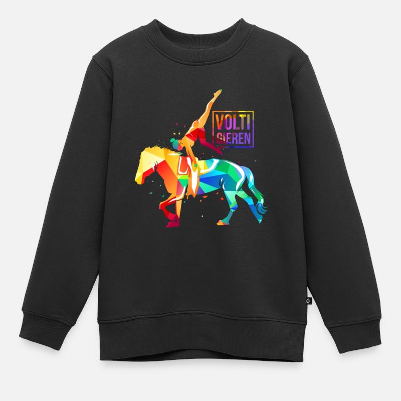 Voltigieren Pferd - Kinder Premium Organic Sweatshirt - Schwarz