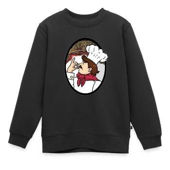 Chef spaghetti - Sweat Premium enfant bio - noir - Devant - AI Model Kid Female (0cm)