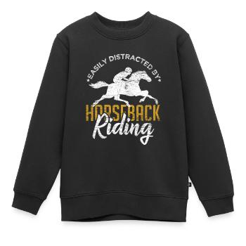 Reiten - Kinder Premium Organic Sweatshirt - Schwarz - Vorne - AI Model Kid Female (0cm)