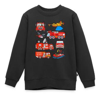 Deutsche Feuerwehrautos Feuerwehrfahrzeuge - Kinder Premium Organic Sweatshirt - Schwarz - Vorne - AI Model Kid Female (0cm)