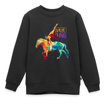 Voltigieren Pferd Geschenk - Kinder Premium Organic Sweatshirt - Schwarz - Vorne - AI Model Kid Female (0cm)