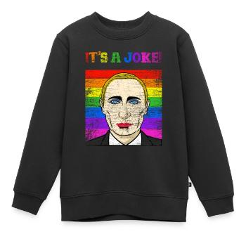 Cadeau politicien blague Poutine - Sweat Premium enfant bio - noir - Devant - AI Model Kid Female (0cm)