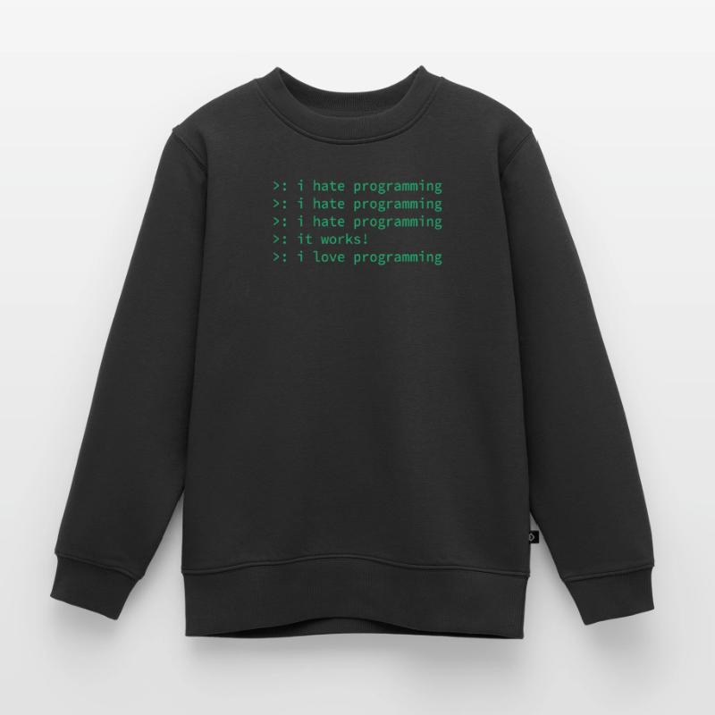 Programmer coden hate nerd geek funny gift Kids Premium Organic Sweatshirt