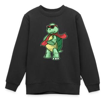 Schildkröte - Kinder Premium Organic Sweatshirt - Schwarz - Vorne - AI Model Kid Female (0cm)