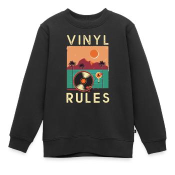 Vinyl Dj Musik Sound Disco Sommer Geschenk Hip Hop - Kinder Premium Organic Sweatshirt - Schwarz - Vorne - AI Model Kid Female (0cm)