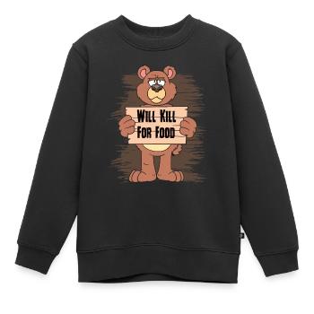 Ich toete fuer essen Baerchen - Kinder Premium Organic Sweatshirt - Schwarz - Vorne - AI Model Kid Female (0cm)