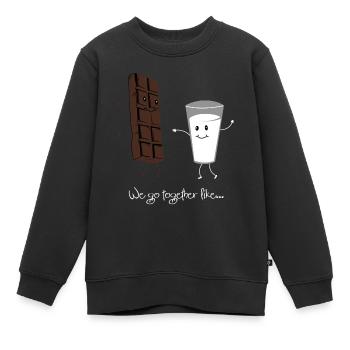 chocolat au lait - Sweat Premium enfant bio - noir - Devant - AI Model Kid Female (0cm)