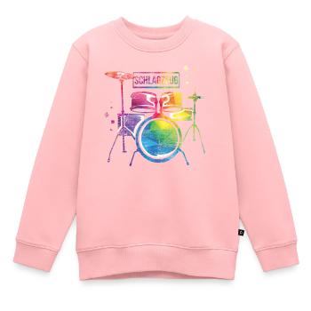 batterie - Sweat Premium enfant bio - rose - Devant - AI Model Kid Female (0cm)