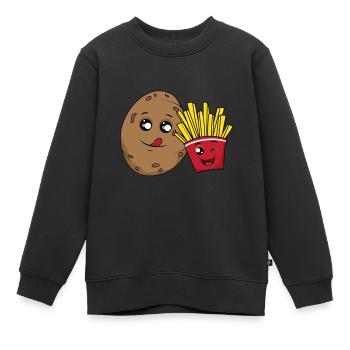 Potato and French Frieze Cartoon - Kids Premium Organic Sweatshirt - black - Front - AI Model Kid Female (0cm)
