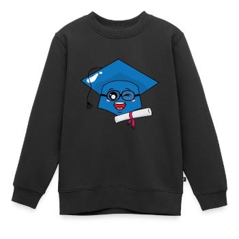 Netter Abschluss-Hut und Diplom - Kinder Premium Organic Sweatshirt - Schwarz - Vorne - AI Model Kid Female (0cm)