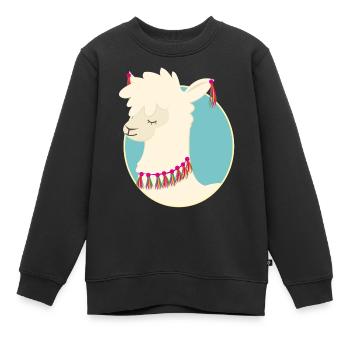 Lama - Kinder Premium Organic Sweatshirt - Schwarz - Vorne - AI Model Kid Female (0cm)