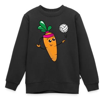 Joueur de volleyball de carotte - Sweat Premium enfant bio - noir - Devant - AI Model Kid Female (0cm)