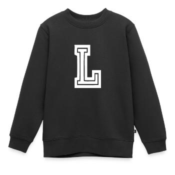Lettre L - College School University College USA - Sweat Premium enfant bio - noir - Devant - AI Model Kid Female (0cm)