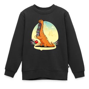 Dinosaurier Buch Dino Bücher Leseratte Geschenk - Kinder Premium Organic Sweatshirt - Schwarz - Vorne - AI Model Kid Female (0cm)