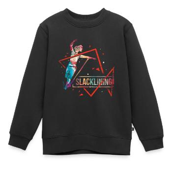 Slackline polygone cadeau - Sweat Premium enfant bio - noir - Devant - AI Model Kid Female (0cm)