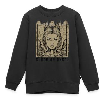 Ange gardien Chérubin Messager Messager Don de Dieu - Sweat Premium enfant bio - noir - Devant - AI Model Kid Female (0cm)