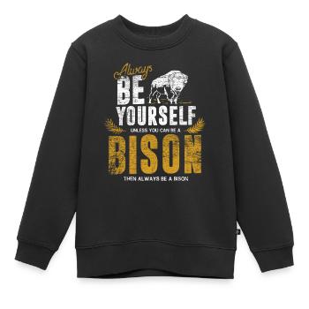 Bison - Kinder Premium Organic Sweatshirt - Schwarz - Vorne - AI Model Kid Female (0cm)