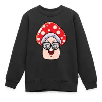Caricature de champignons geek - Sweat Premium enfant bio - noir - Devant - AI Model Kid Female (0cm)