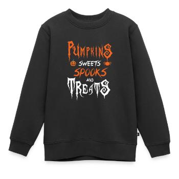 Citrouilles Bonbons Spooks Trick Or Treat Halloween - Sweat Premium enfant bio - noir - Devant - AI Model Kid Female (0cm)