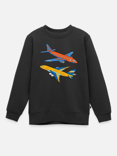 Große Flugzeuge - Kinder Premium Organic Sweatshirt - Schwarz