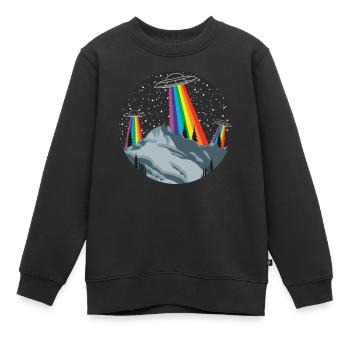 Berge Landschaft Ufo Ausserirdisch - Kinder Premium Organic Sweatshirt - Schwarz - Vorne - AI Model Kid Female (0cm)