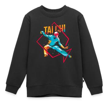 Polygone de Tai Chi - Sweat Premium enfant bio - noir - Devant - AI Model Kid Female (0cm)