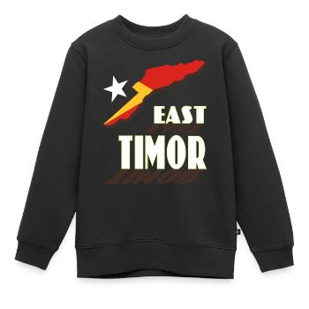 Carte du Timor oriental avec lettrage dynamique - Sweat Premium enfant bio - noir - Devant - AI Model Kid Female (0cm)