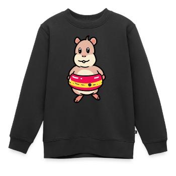 Baignade baignade hamster rongeur anneau de natation enfant - Sweat Premium enfant bio - noir - Devant - AI Model Kid Female (0cm)